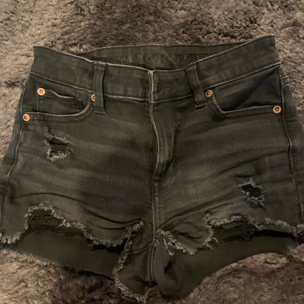 American Eagle Outfitters Dark Gray Distressed Jean Shorts